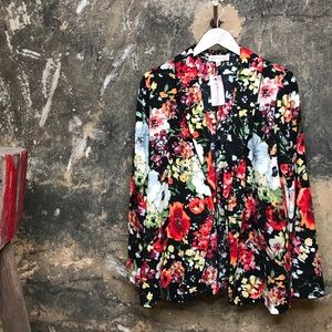 Philosophy floral open front blazer w faux pocket